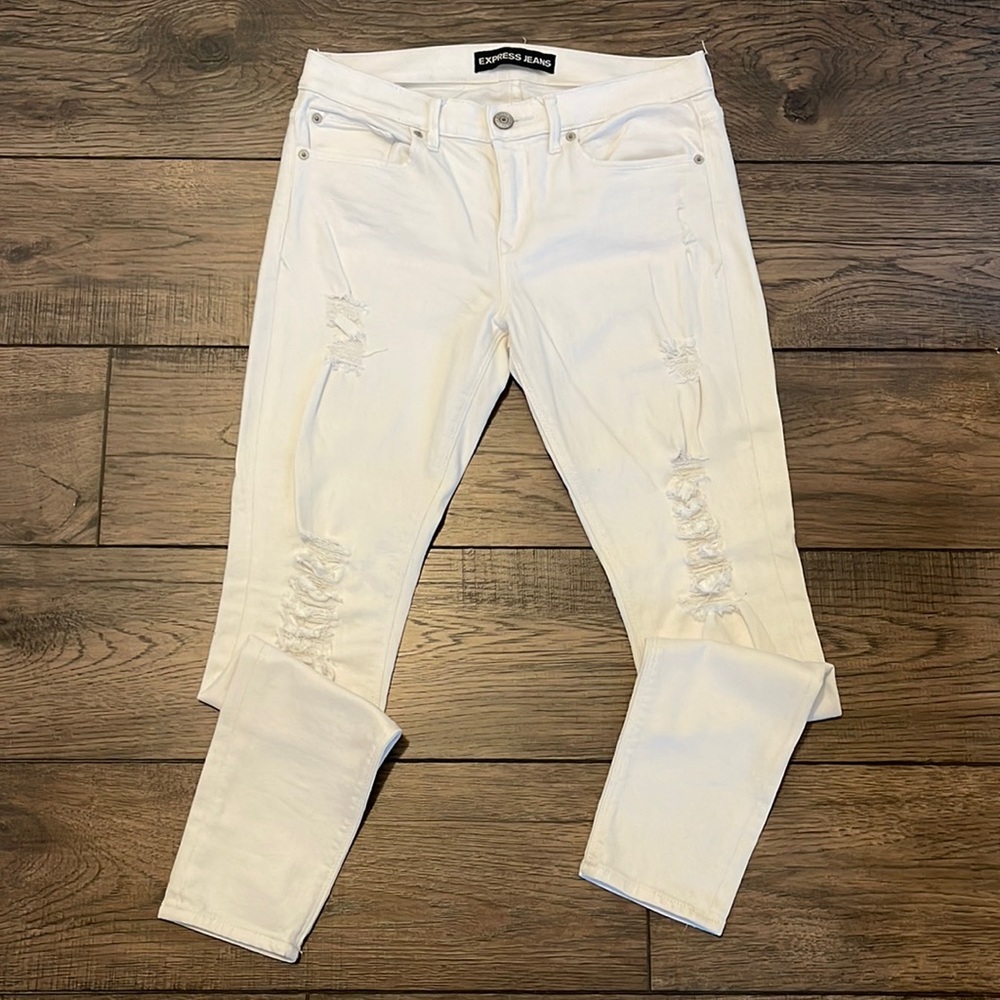 Express Distressed Skinny Jeans